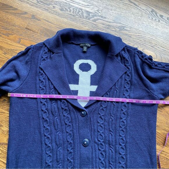 Tribal nautical cable cardigan in size 6 navy preppy - Picture 9 of 11